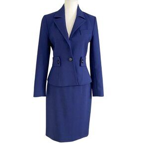 JUDITH & CHARLES NAVY NOTCH LAPEL SINGLE BREASTED BLAZER PENCIL SKIRT COORD SET